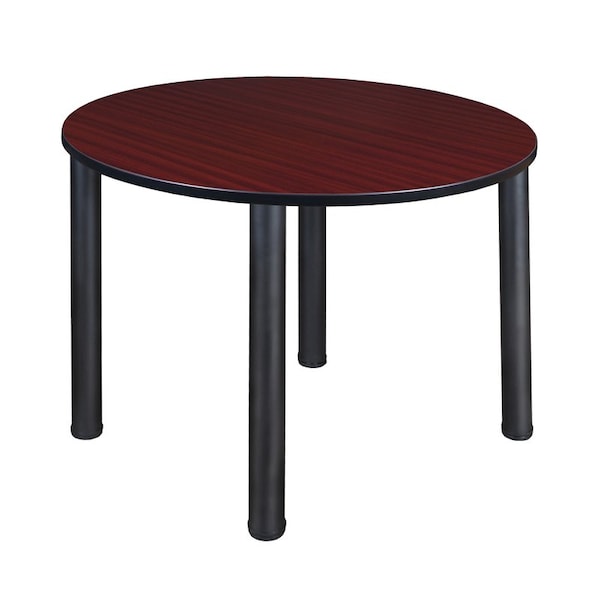 Kee Round Tables > Breakroom Tables > Kee Square & Round Tables, Wood, Metal Top, Mahogany TB48RNDMHBPBK - main
